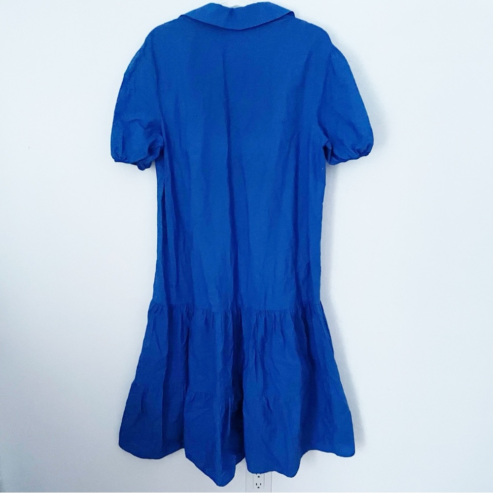 Zara Cobalt Blue 100% Cotton Tiered/Flounced Loose Midi Dress. Size L - Picture 7 of 13